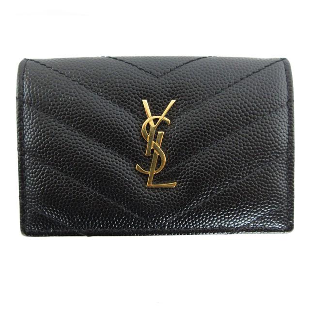 【美中古】サンローラン　三つ折り財布　コンパクト　ウォレット 美中古】サンローラン 三つ折り財布 コンパクト ウォレット サン