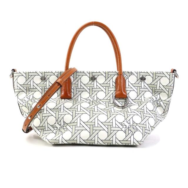 Tory Burch トリーバーチ ハンドバッグ ショルダーバッグ ホワイト系×ブラウン 14056 レディース【中古】 56092a