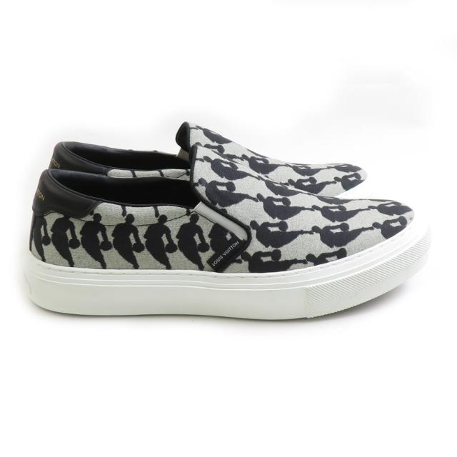 LOUIS VUITTON ルイ ヴィトン ×NBA スリッポン スニーカー グレー×ブラック 14055 メンズ【中古】 56152i LOUIS VUITTON ルイ ヴィトン ×NBA スリッポン スニーカー グレー