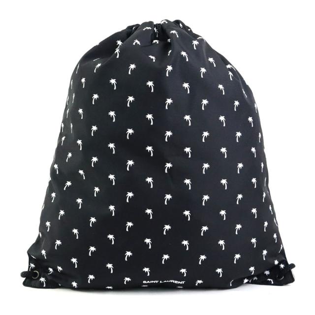 SAINT LAURENT サンローラン リュック ナップサック ブラック×ホワイト 14054 ユニセックス【中古】 h31162g