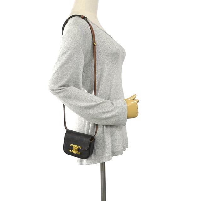 CELINE セリーヌ トリオンフ ショルダーバッグ ブラウン 14057 レディース【中古】 90132i CELINE セリーヌ トリオンフ ショルダーバッグ ブラウン 14057