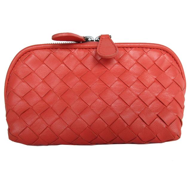 BOTTEGAVENETA ボッテガヴェネタ イントレチャート ポーチ オレンジピンク 14061 レディース【中古】 s0661g