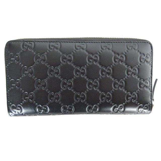 GUCCI グッチ グッチシマ 388680 ラウンドファスナー長財布 ブラック