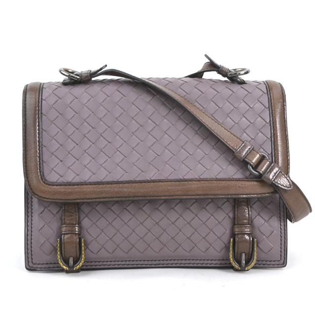 BOTTEGAVENETA ボッテガヴェネタ イントレチャート ショルダーバッグ パープル/ブラウン 14064 レディース【中古】 e60474a