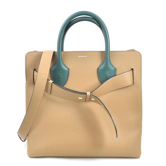 BURBERRY バーバリー ハンドバッグ ショルダーバッグ ホワイト×ベージュ×グリーン 14056 ユニセックス【中古】 h31239a