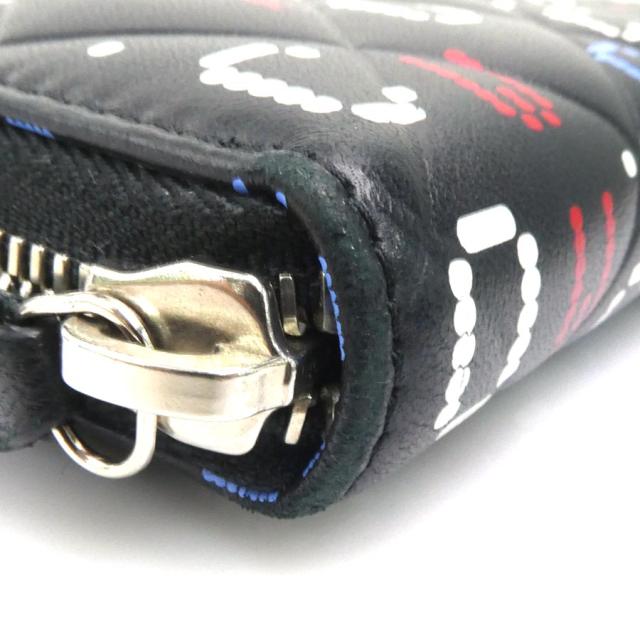CHANEL シャネル ラウンドファスナー長財布 ブラック×レッド×ホワイト  