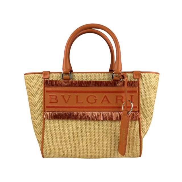 BVLGARI ブルガリ リゾートコレクション ハンドバッグ ショルダーバッグ ベージュ×オレンジ 14059 レディース【中古】 z5626