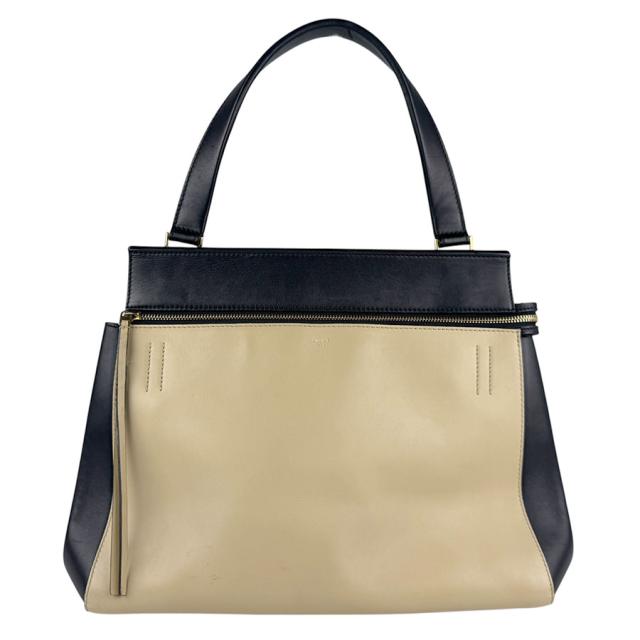 CELINE セリーヌ エッジ ハンドバッグ ブラック×ベージュ 14054 レディース【中古】 z5746
