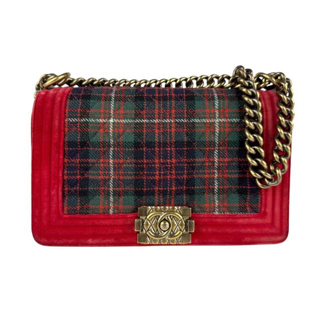 CHANEL シャネル ボーイシャネル ショルダーバッグ レッド/グリーン 14060 レディース【中古】 z5806