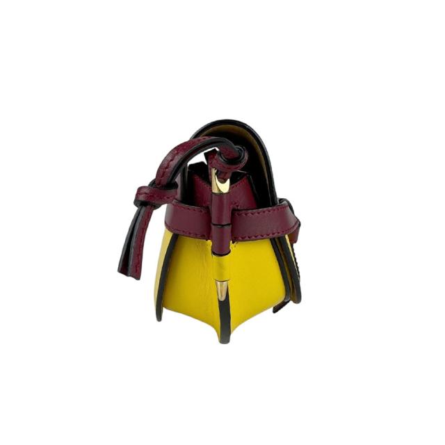 LOEWE ロエベ ゲートデュアル ミニ 斜め掛けショルダーバッグ バーガンディ/イエロー 14070 レディース【中古】 z5818 LOEWE ロエベ ゲートデュアル ミニ 斜め掛けショルダーバッグ