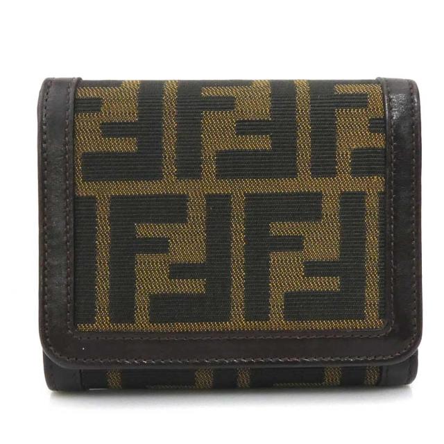 FENDI フェンディ ズッカ 三つ折り財布 ブラウン 14057 レディース【中古】 e60560g