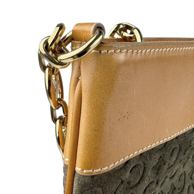 CELINE セリーヌ ハンドバッグ クラッチバッグ ブラウン×カーキ 14057