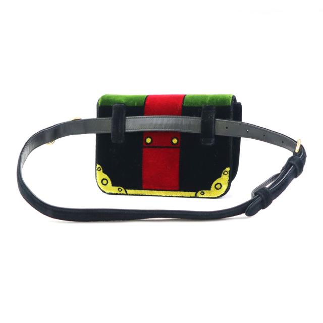 PRADA プラダ 斜め掛けショルダーバッグ ベルトバッグ ブラック/マルチカラー 14054 レディース【中古】 e60571a PRADA プラダ 斜め掛けショルダーバッグ ベルトバッグ ブラック/マルチ