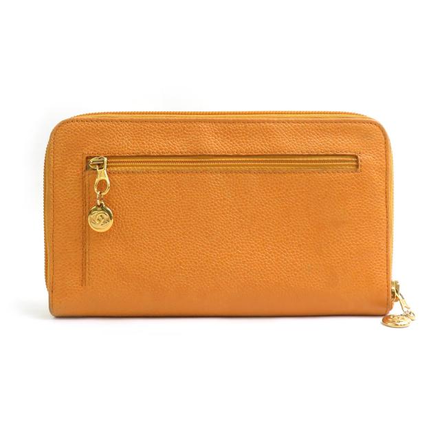 CHANEL シャネル ラウンドファスナー長財布 オレンジ 14062 レディース