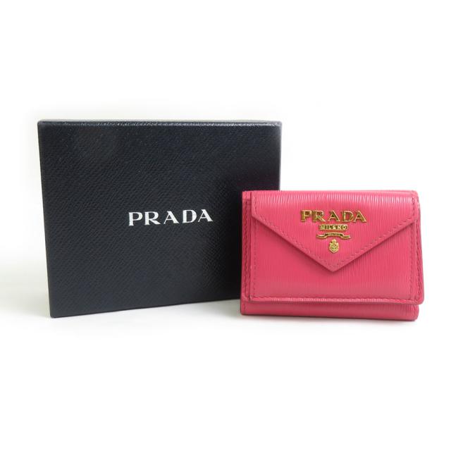 PRADA プラダ 三つ折り財布 ピンク 14061 レディース【中古】 r10645a