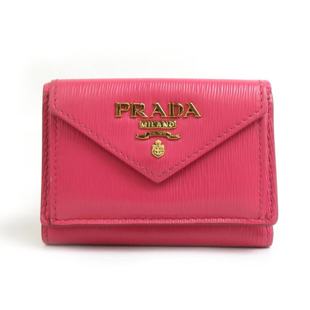 PRADA プラダ 三つ折り財布 ピンク 14061 レディース【中古】 r10645a