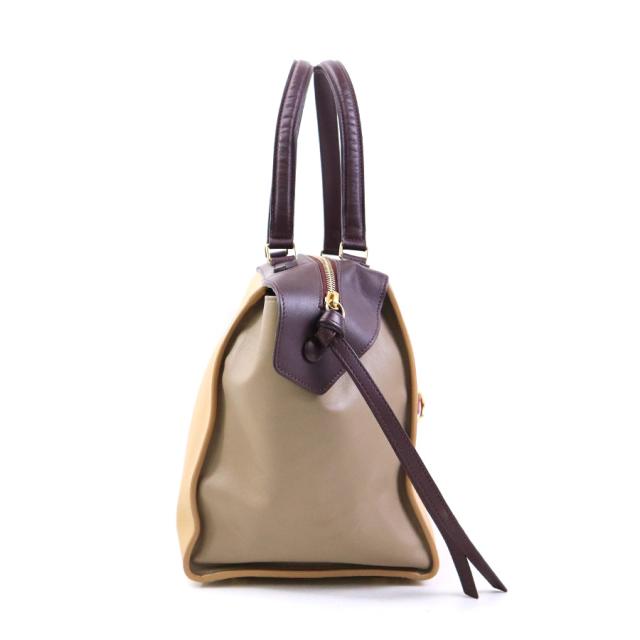 CELINE セリーヌ スモール リング ハンドバッグ ベージュ×ワインレッド