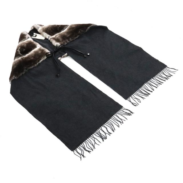 FENDI フェンディ スカーフ ショール ダークグレー/ナチュラル 14055 レディース【中古】 e60639i FENDI フェンディ スカーフ ショール ダークグレー/ナチュラル 14055