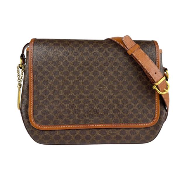 CELINE セリーヌ 黒マカダム トリオンフ チェーン ショルダーバッグ 茶色 CELINE セリーヌ マカダム トリオンフ チェーン ショルダーバッグ 茶色