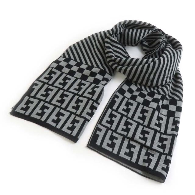 フェンディ FENDI マフラー ズッカ ブラック グレー 灰色