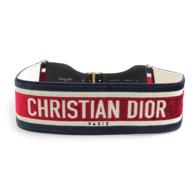 Christian Dior クリスチャンディオール ベルト ネイビー/レッド/オフホワイト 14066 レディース【中古】 e60662g Christian Dior クリスチャンディオール ベルト ネイビー/レッド/オフ