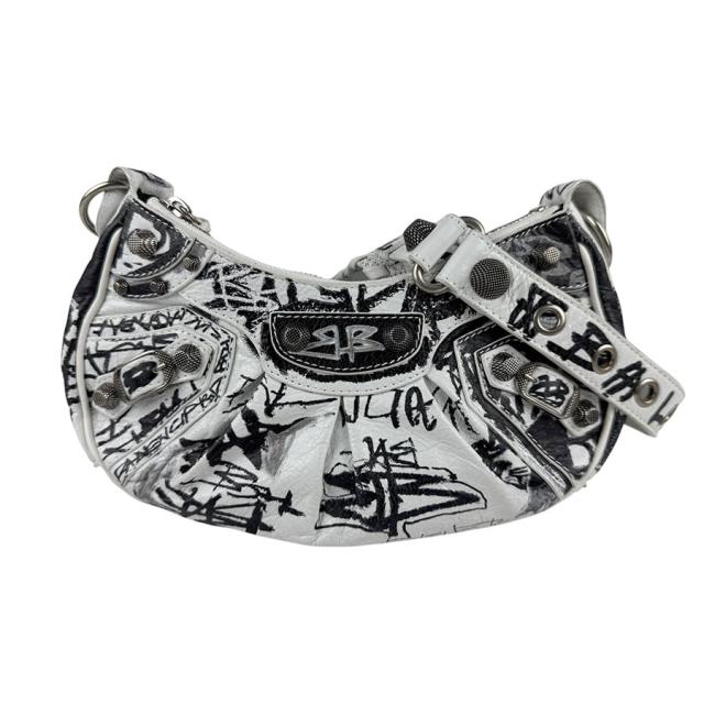 BALENCIAGA バレンシアガ Le Cagole XS ショルダーバッグ ホワイト/ブラック 14056 レディース【中古】 z6121