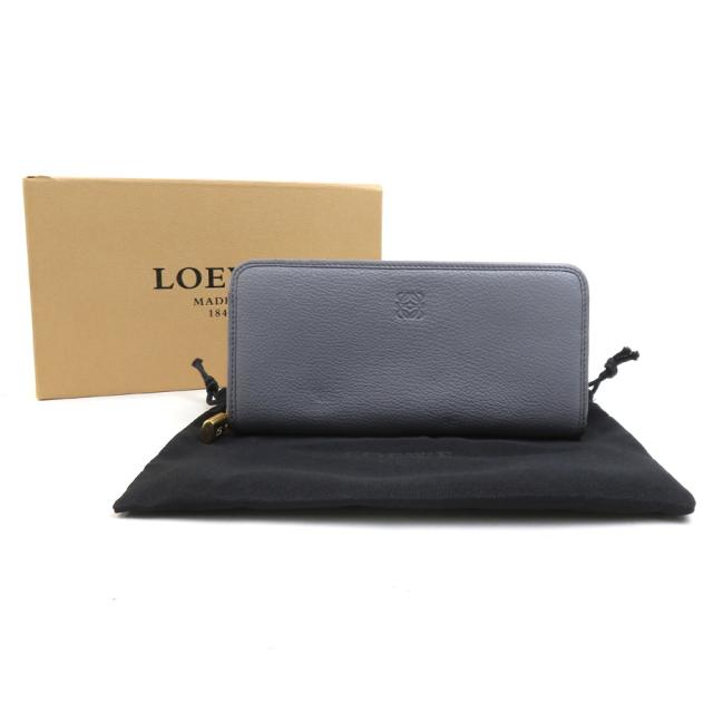 LOEWE ロエベ アナグラム ラウンドファスナー長財布 グレー 14055