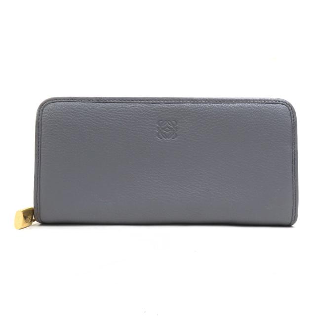 LOEWE ロエベ アナグラム ラウンドファスナー長財布 グレー 14055