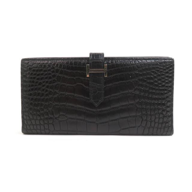 HERMES エルメス ベアンスフレ 二つ折り長財布 ブラック 14054 ユニセックス【中古】 90164a