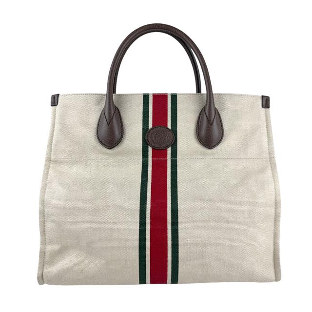 GUCCI グッチ フォールダブル トートバッグ シェリーライン 657422 ハンドバッグ ショルダーバッグ アイボリー×ブラウン 14059 レディース【中古】 z6304