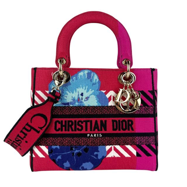 Christian Dior クリスチャンディオール レディディライト ハンドバッグ ショルダーバッグ レッド×ピンク 14060 レディース【中古】 z6329