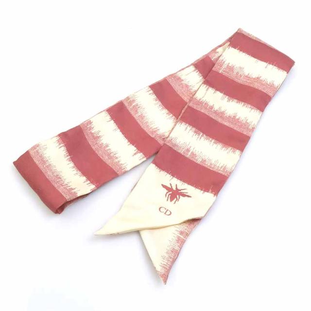Christian Dior クリスチャンディオール スカーフ ツイリー レッド系  