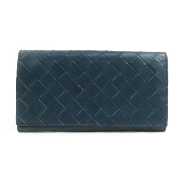 BOTTEGAVENETA ボッテガヴェネタ イントレチャート 長財布 ブルーグリーン 14067 ユニセックス【中古】 r10733g