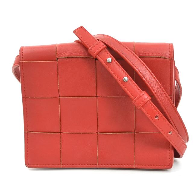 BOTTEGAVENETA ボッテガヴェネタ マキシイントレチャート ショルダーバッグ レッド 14060 レディース【中古】 h31423g