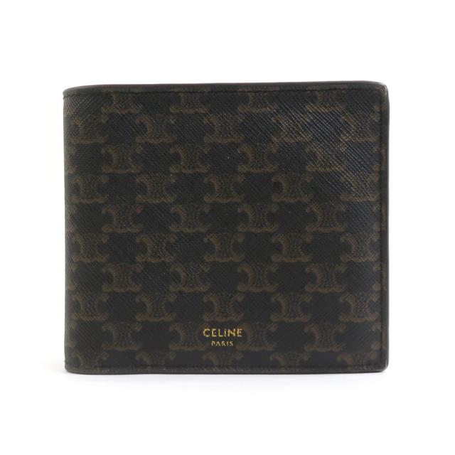 CELINE セリーヌ トリオンフ バイフォールド ウォレット 二つ折り財布 ブラック 14054 ユニセックス【中古】 h31435g