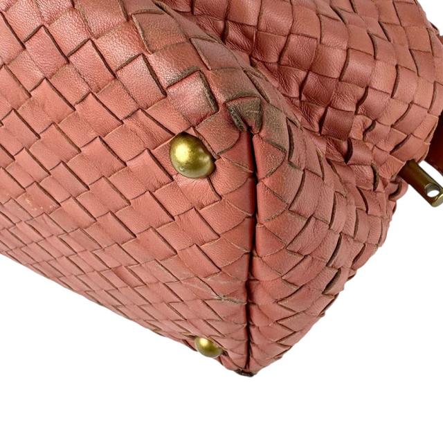 BOTTEGAVENETA ボッテガヴェネタ イントレチャート ハンドバッグ コーラルピンク 14061 レディース【中古】 z6556 BOTTEGAVENETA ボッテガヴェネタ イントレチャート ハンドバッグ