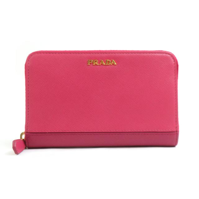 PRADA プラダ ケース コンパクトウォレット ピンク 14061 レディース【中古】 h31458a