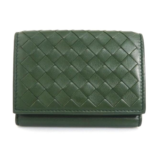 BOTTEGAVENETA ボッテガヴェネタ イントレチャート 三つ折り財布 グリーン 14065 ユニセックス【中古】 h31461g