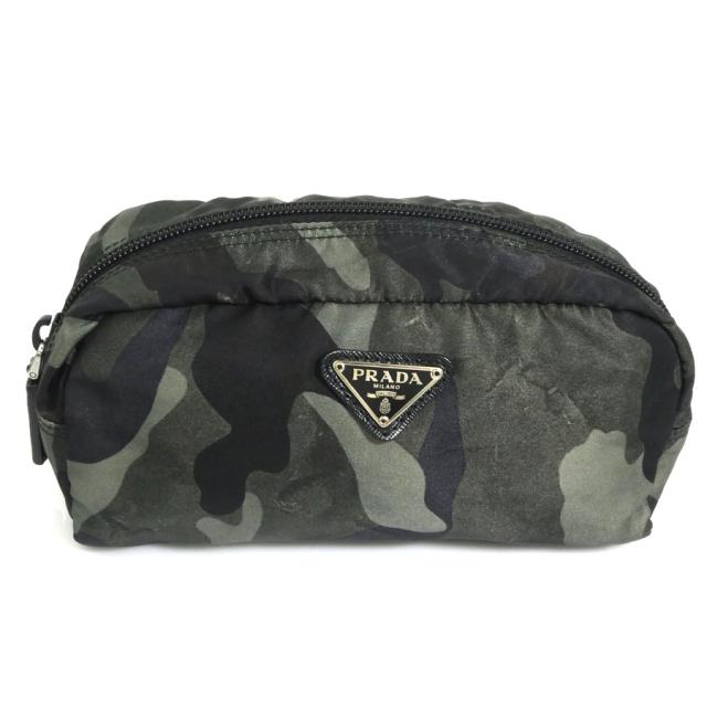 PRADA プラダ ポーチ カーキ×ブラック 14058 ユニセックス【中古】 h31463g