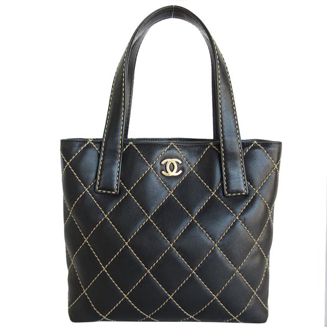 CHANEL シャネル ワイルドステッチ ハンドバッグ トートバッグ ブラック 14054 レディース【中古】 s0678g
