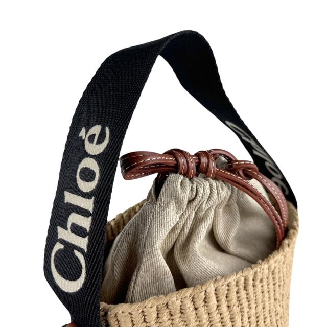 Chloe クロエ ウッディ スモールバスケット ショルダーバッグ ハンドバッグ ナチュラル×ブラック×ブラウン 14059 レディース【中古】 z6675 Chloe クロエ ウッディ スモールバスケット ショルダーバッグ