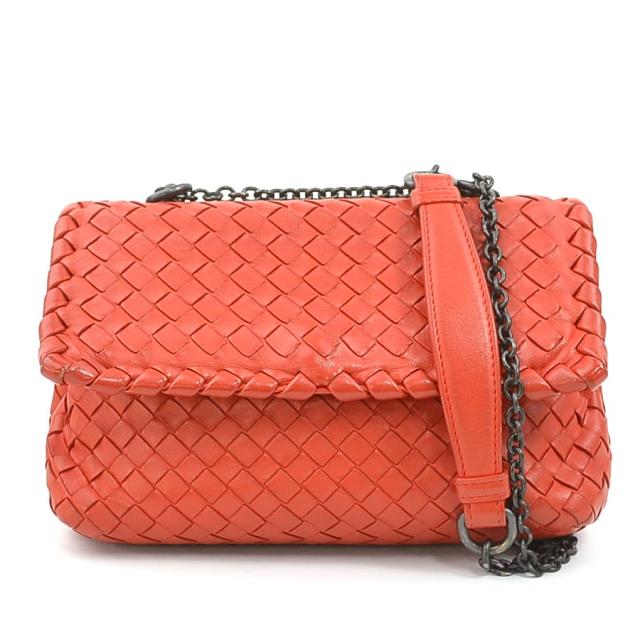 BOTTEGAVENETA ボッテガヴェネタ イントレチャート ショルダーバッグ レッド 14060 レディース【中古】 r10742a