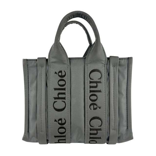 Chloe クロエ ウッディ スモール ハンドバッグ ショルダーバッグ グレー 14055 レディース【中古】 z6648