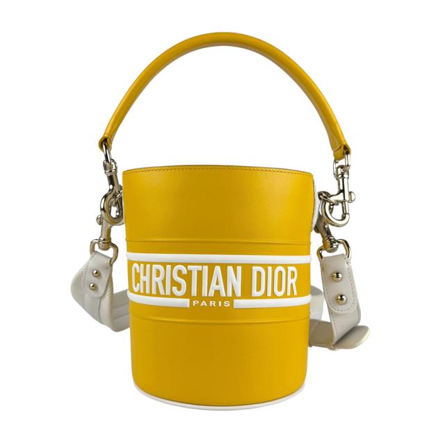 Christian Dior クリスチャンディオール ヴァイブ バケット ショルダーバッグ ハンドバッグ イエロー×ホワイト 14063 レディース【中古】 z6652
