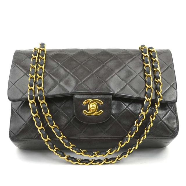 CHANEL シャネル ダブルフラップ マトラッセ ショルダーバッグ ブラック/ゴールド 14054 レディース【中古】 e60851a