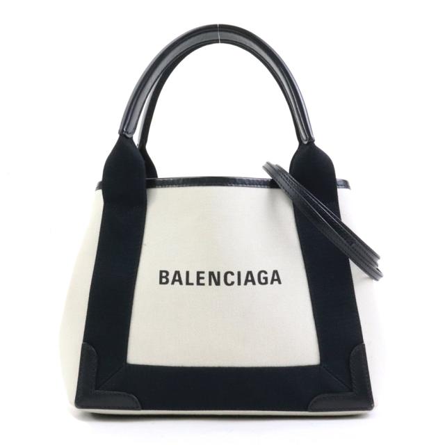 BALENCIAGA バレンシアガ ネイビーカバスXS 390346 ハンドバッグ ショルダーバッグ アイボリー×ブラック 14056 レディース【中古】 h31499j