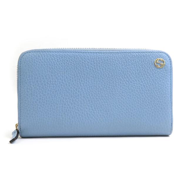 GUCCI グッチ 449347 ラウンドファスナー長財布 ライトブルー 14067 ユニセックス【中古】 h31502g