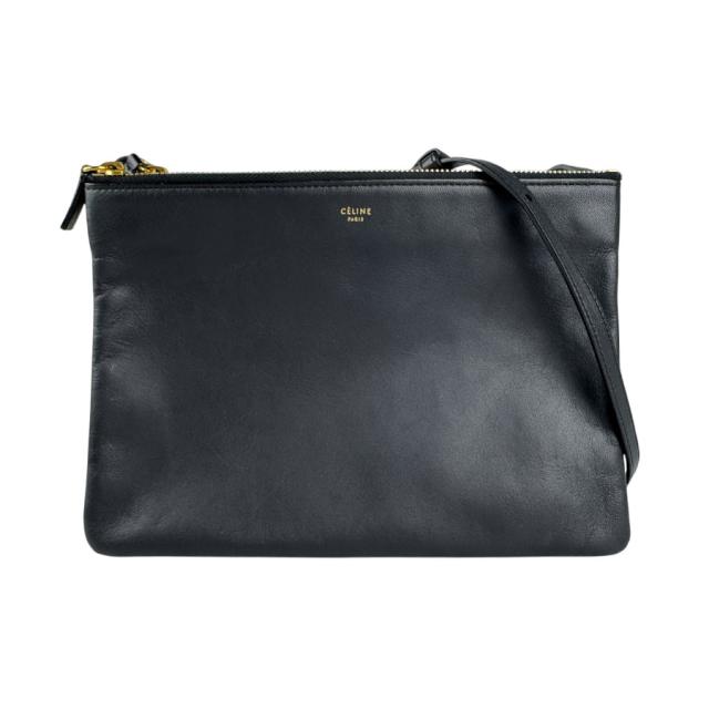 CELINE セリーヌ トリオ ラージ ショルダーバッグ ブラック 14054 レディース【中古】 z6762