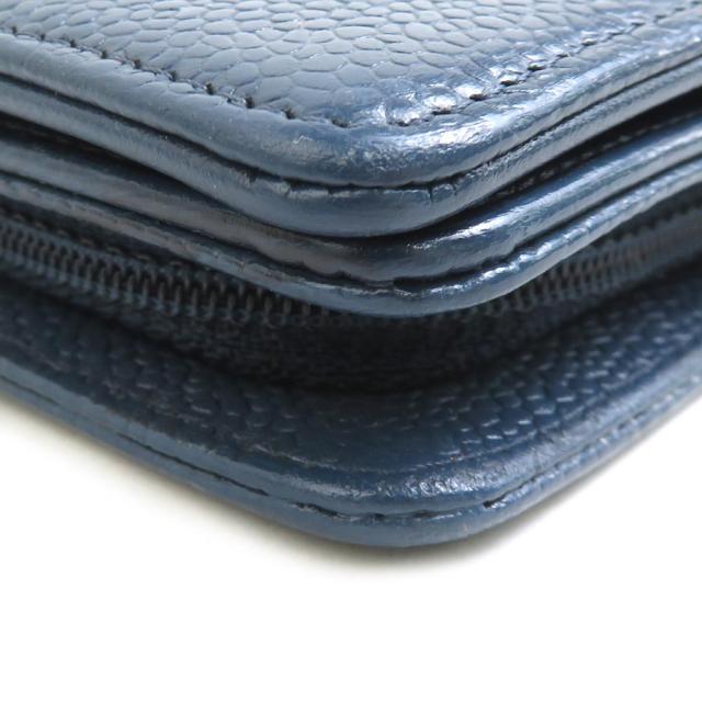 CHANEL シャネル 二つ折り財布 ネイビー 14066 レディース【中古】 56339a
