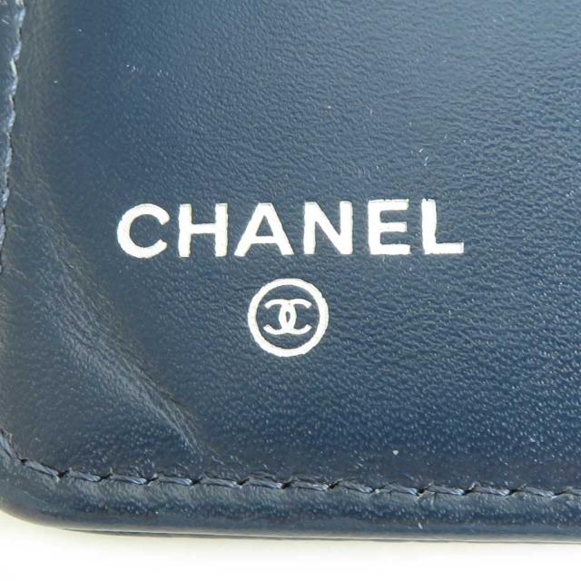 CHANEL シャネル 二つ折り財布 ネイビー 14066 レディース【中古】 56339a